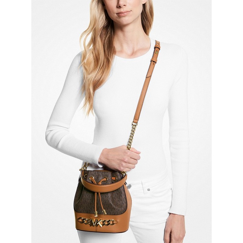 Devon Small Two-Tone Logo Bucket Bag