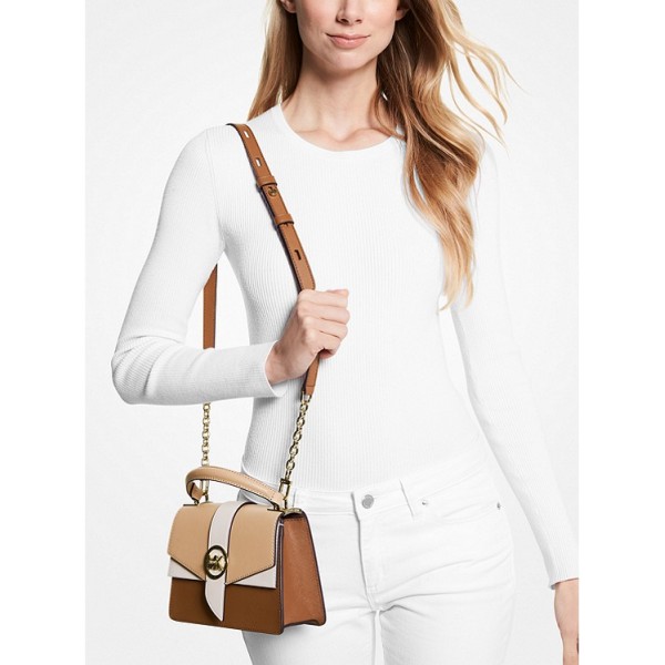 Greenwich Extra-Small Color-Block Saffiano Leather Satchel