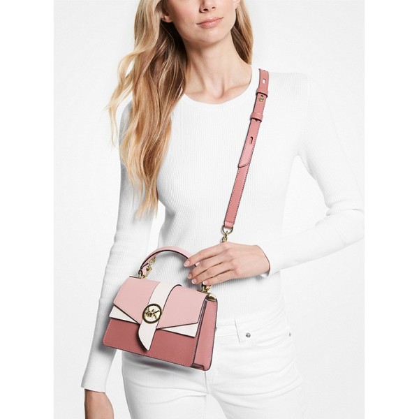 Greenwich Extra-Small Color-Block Saffiano Leather Satchel