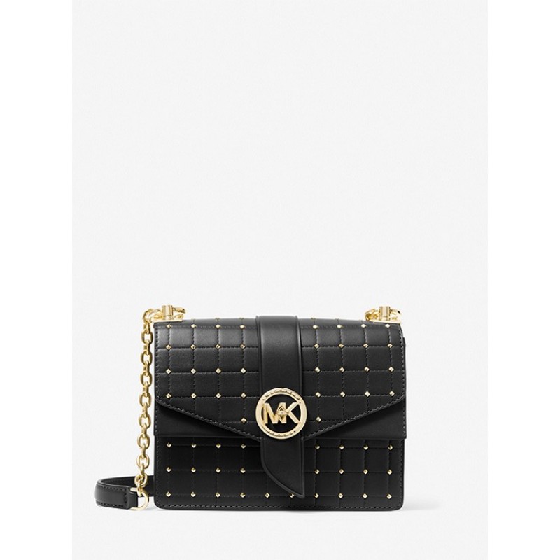 Greenwich Small Studded Quilted Faux Leather Crossbody Bag