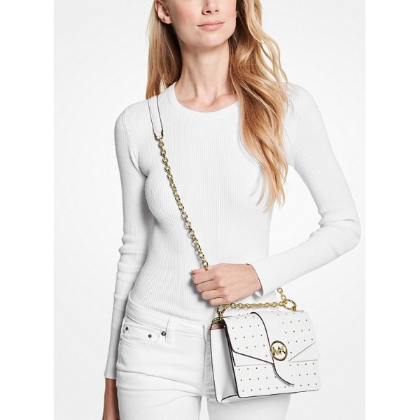 Greenwich Small Studded Quilted Faux Leather Crossbody Bag