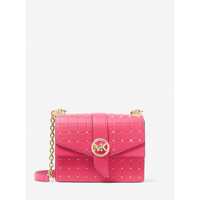 Greenwich Small Studded Quilted Faux Leather Crossbody Bag