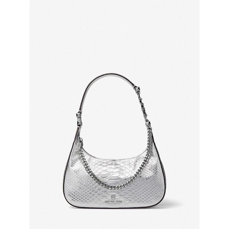 Piper Small Metallic Snake Embossed Leather Shoulder Bag