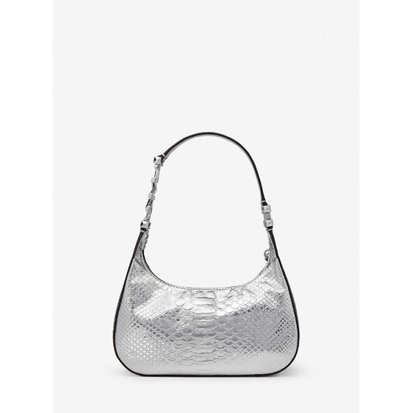 Piper Small Metallic Snake Embossed Leather Shoulder Bag