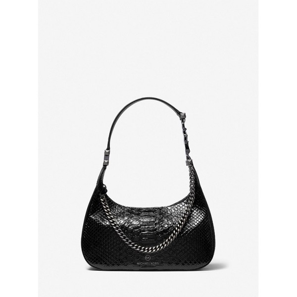 Piper Small Snake Embossed Leather Shoulder Bag