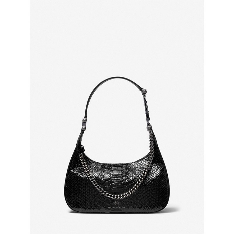 Piper Small Snake Embossed Leather Shoulder Bag