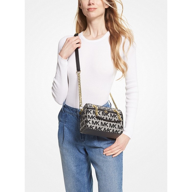 Blaire Extra-Small Logo Jacquard Duffel Crossbody Bag