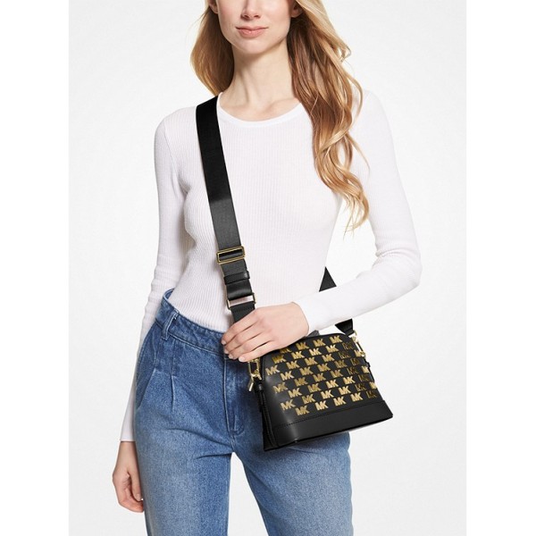 Jet Set Large Embellished Faux Leather Dome Crossbody Bag