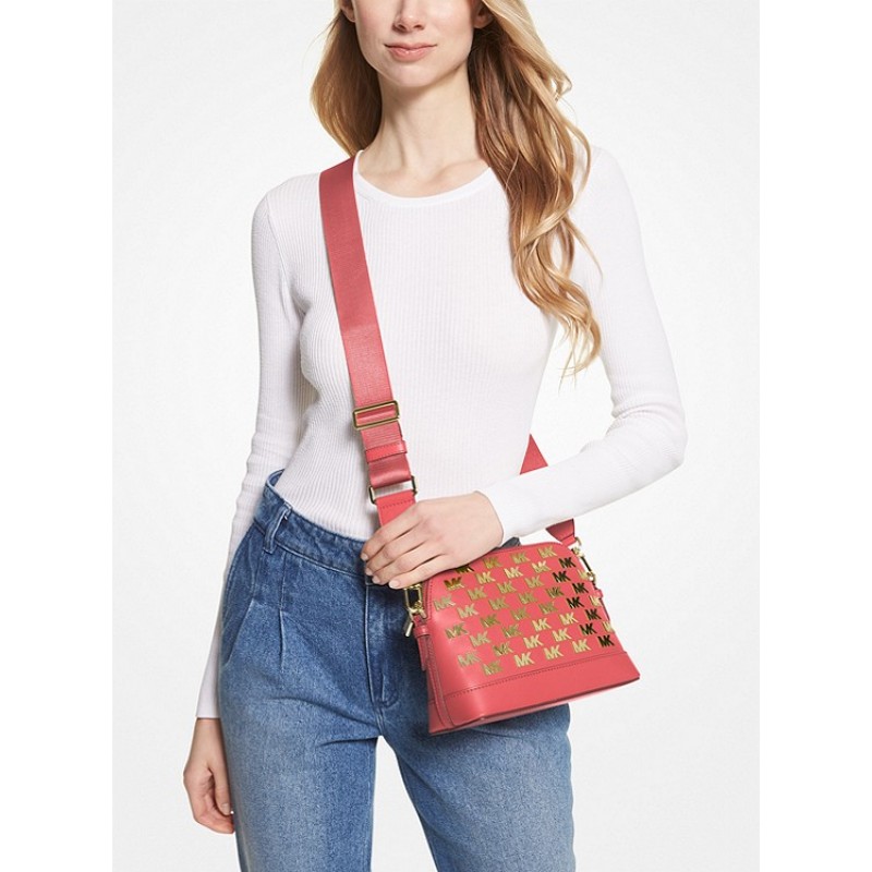 Jet Set Large Embellished Faux Leather Dome Crossbody Bag