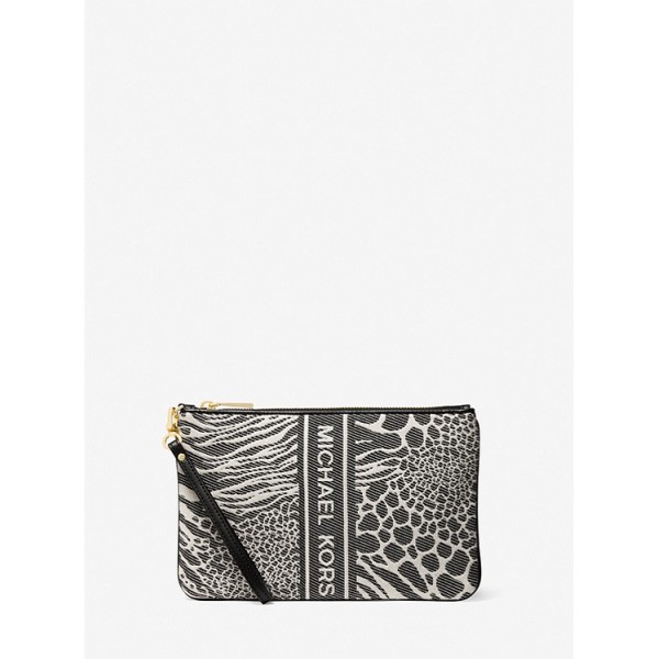 Jet Set Large Animal Jacquard Wristlet