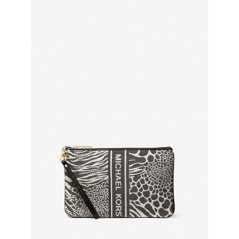 Jet Set Large Animal Jacquard Wristlet