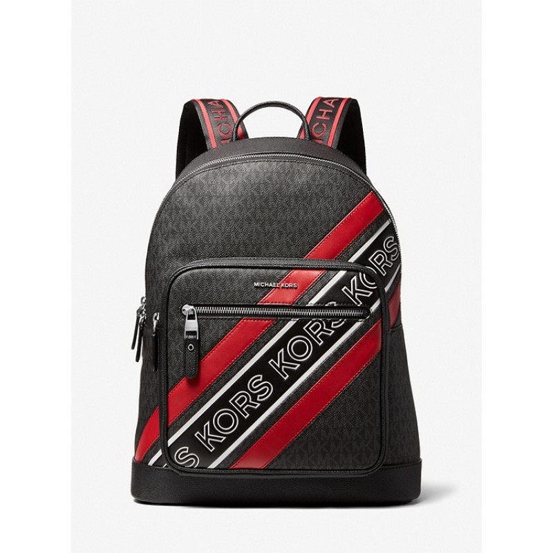 Hudson Logo Embossed Stripe Backpack