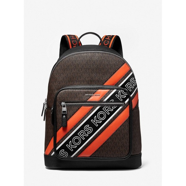 Hudson Logo Embossed Stripe Backpack