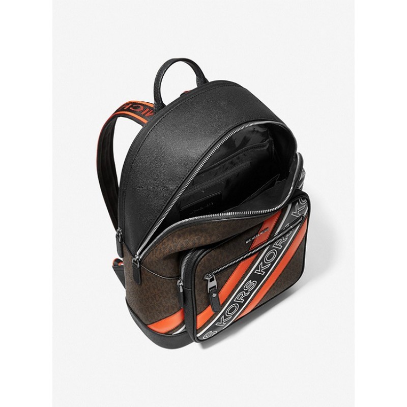 Hudson Logo Embossed Stripe Backpack