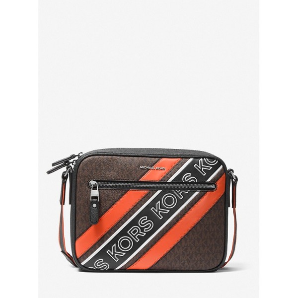 Hudson Logo Embossed Stripe Camera Bag