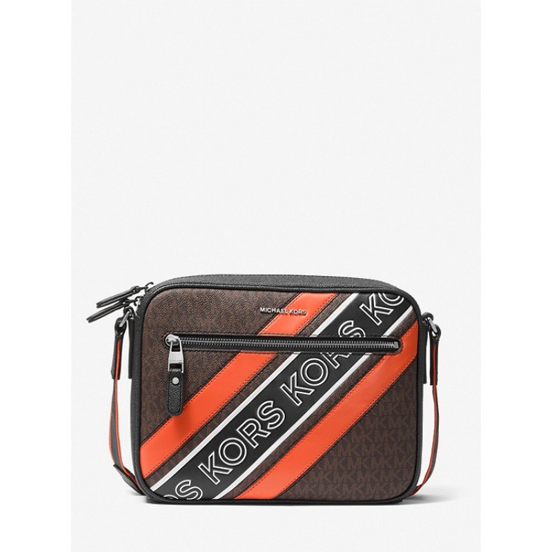 Hudson Logo Embossed Stripe Camera Bag