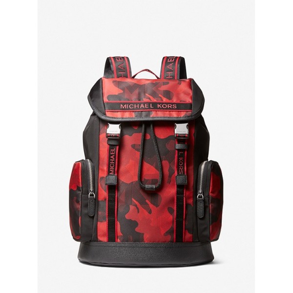 Brooklyn Logo Tape Camouflage Printed Woven Backpack