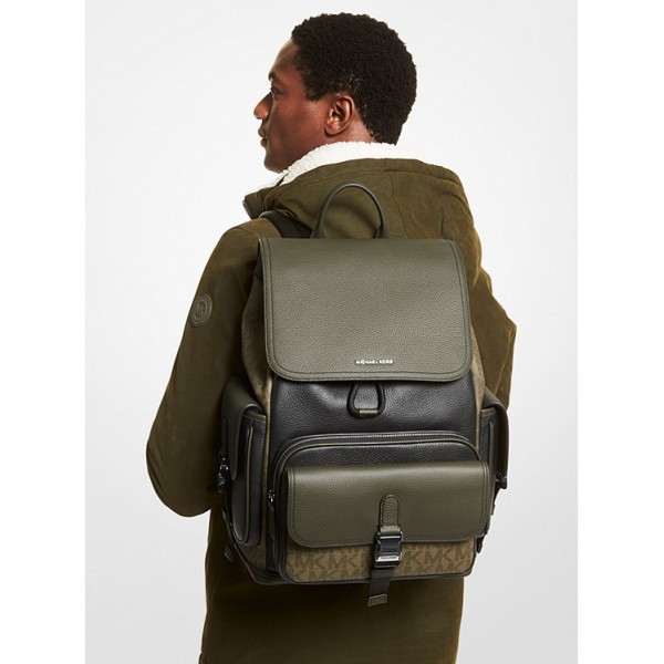 Hudson Logo and Leather Backpack