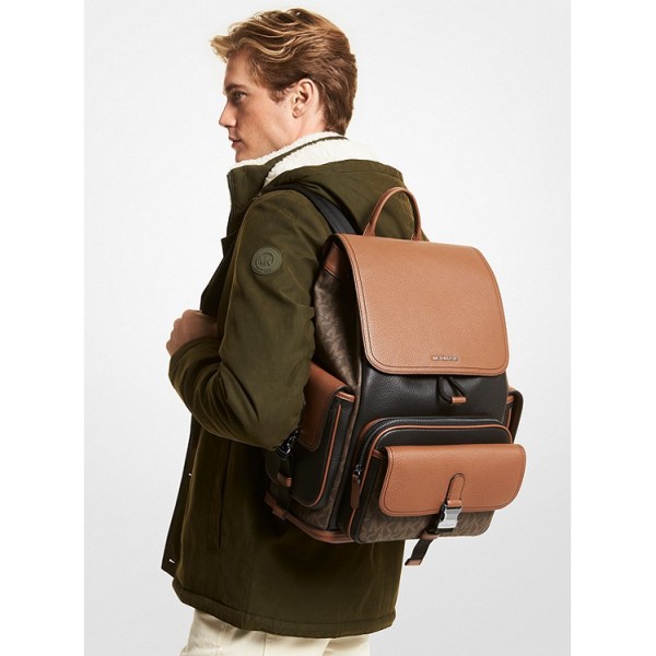 Hudson Logo and Leather Backpack