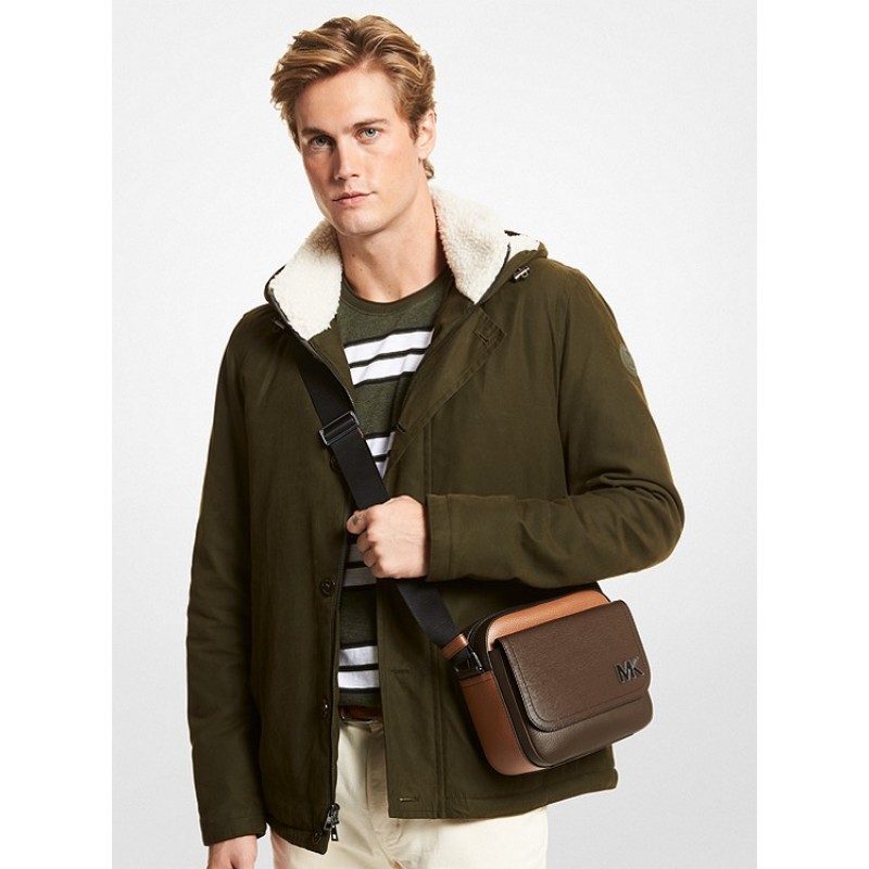 Hudson Color-Blocked Leather Messenger Bag