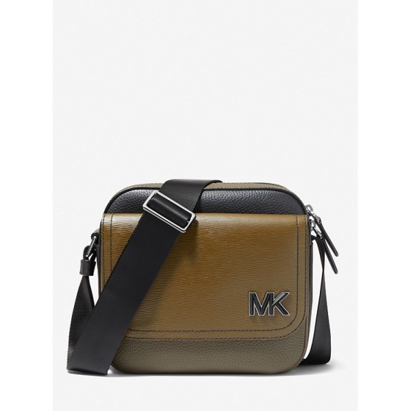 Hudson Color-Blocked Leather Messenger Bag