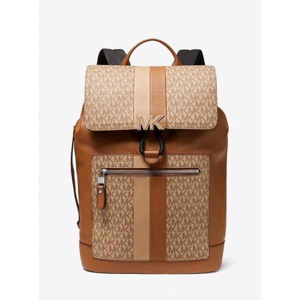 Hudson Logo Stripe and Leather Backpack