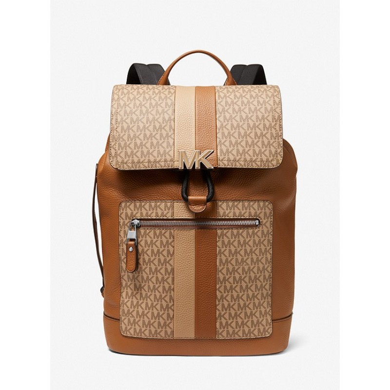 Hudson Logo Stripe and Leather Backpack