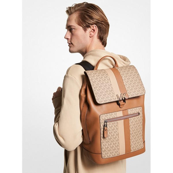 Hudson Logo Stripe and Leather Backpack