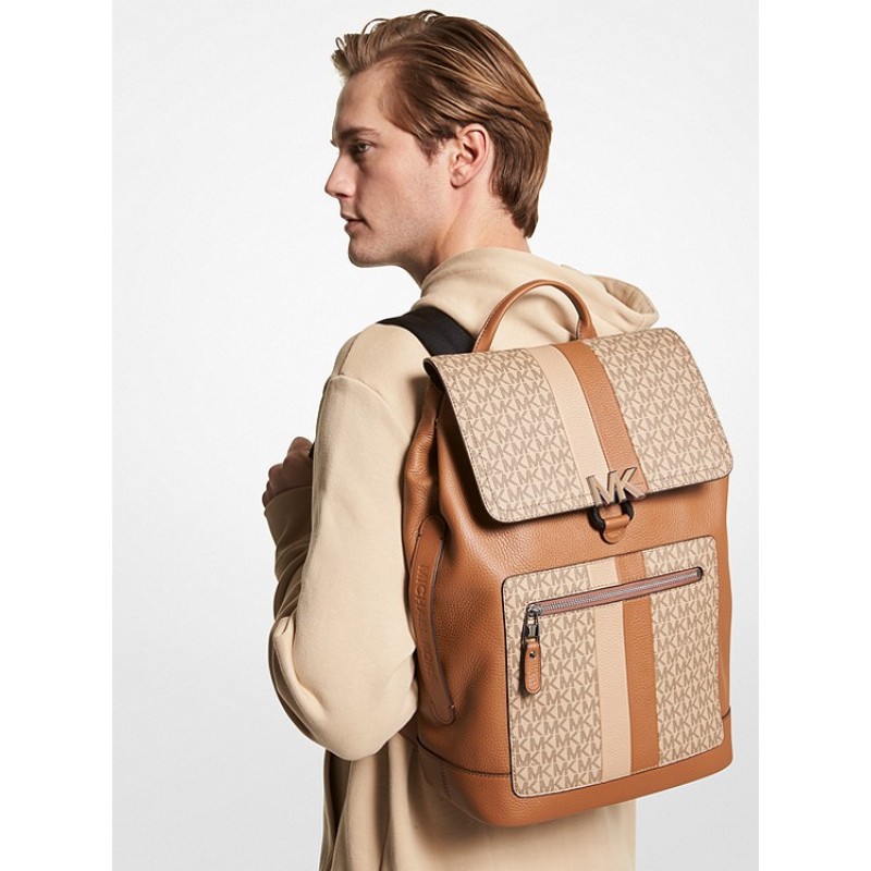 Hudson Logo Stripe and Leather Backpack