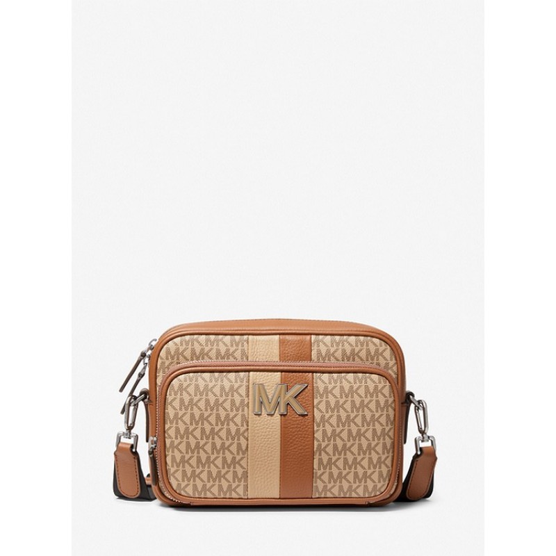 Hudson Logo Stripe and Leather Crossbody Bag