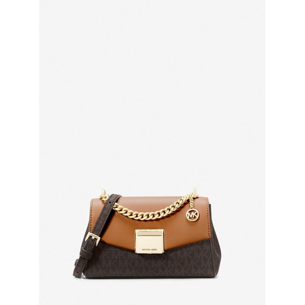 Lita Small Two-Tone Logo and Leather Crossbody Bag