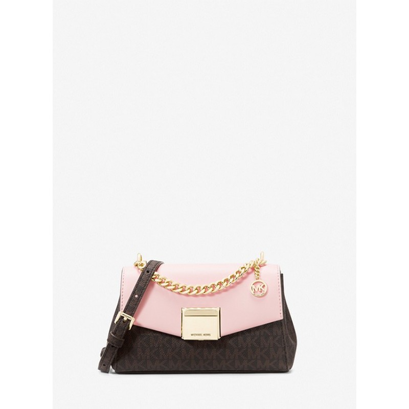 Lita Small Two-Tone Logo and Leather Crossbody Bag