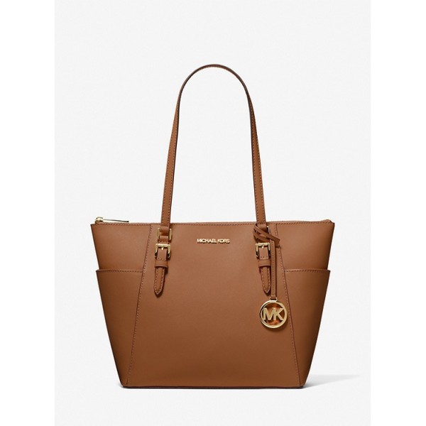 Charlotte Large Saffiano Leather Top-Zip Tote Bag