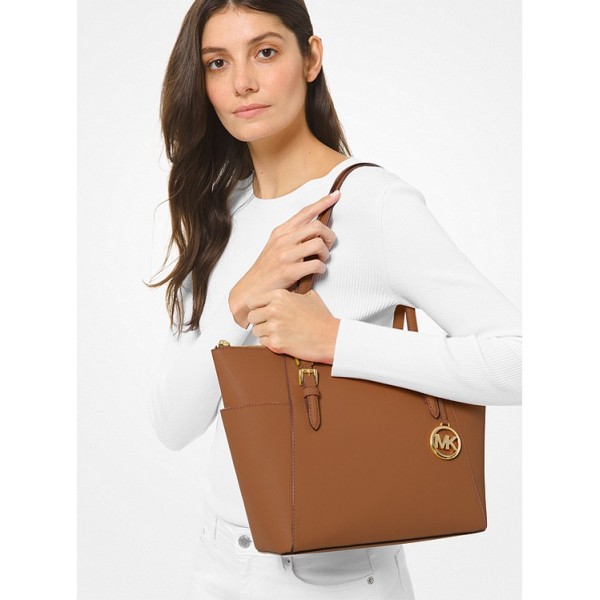 Charlotte Large Saffiano Leather Top-Zip Tote Bag