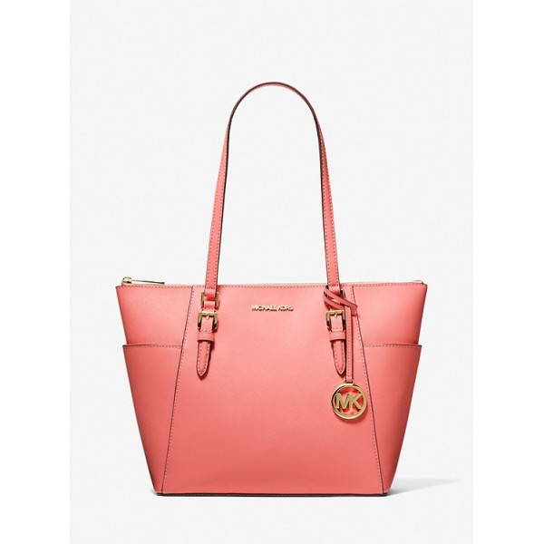 Charlotte Large Saffiano Leather Top-Zip Tote Bag