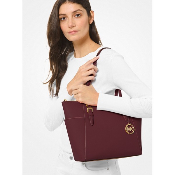 Charlotte Large Saffiano Leather Top-Zip Tote Bag