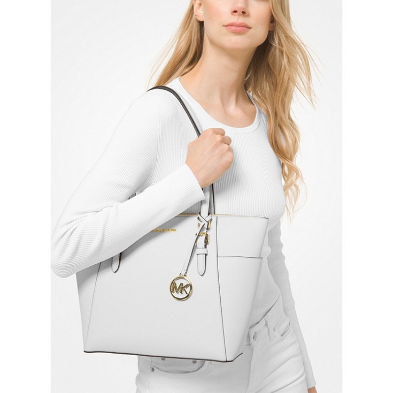 Charlotte Large Saffiano Leather Top-Zip Tote Bag