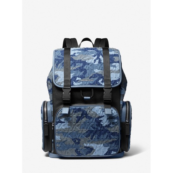 Cooper Printed Denim and Leather Backpack