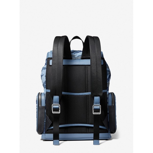 Cooper Printed Denim and Leather Backpack