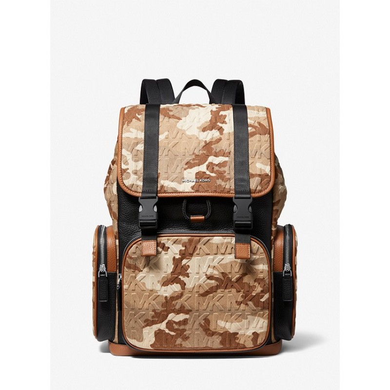 Cooper Printed Denim and Leather Backpack