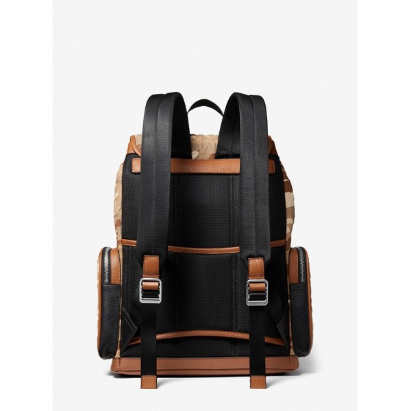 Cooper Printed Denim and Leather Backpack