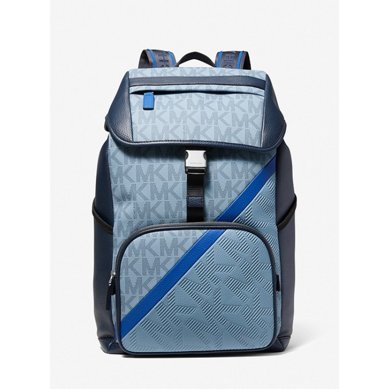 Cooper Embossed Faux Leather and Logo Stripe Backpack