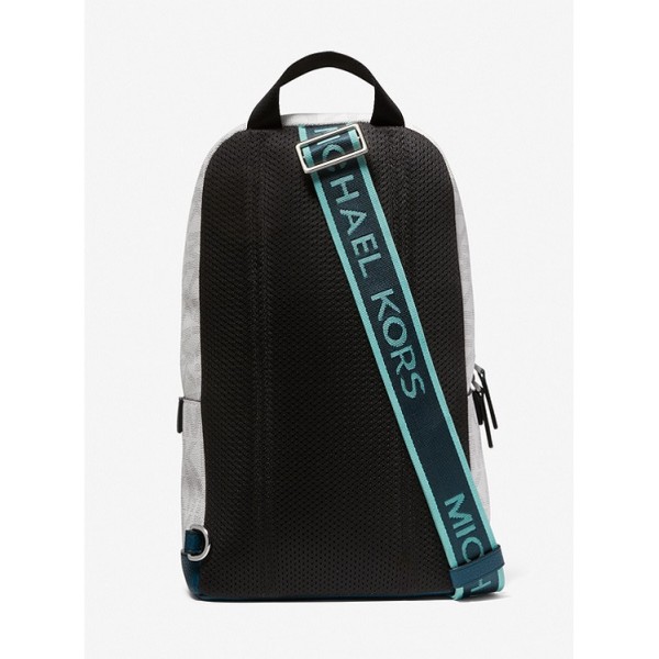 Cooper Embossed Faux Leather and Logo Stripe Sling Pack